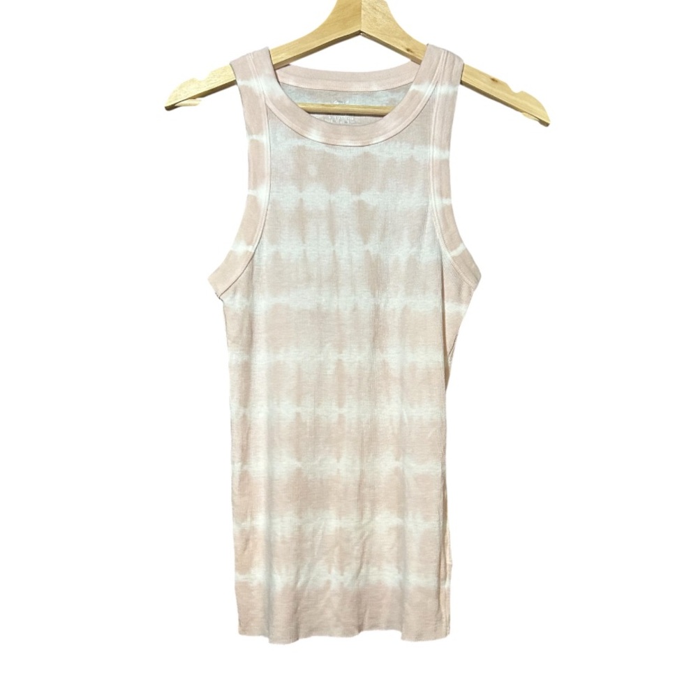 aerie Pink and White Tie-Dye Ribbed Tank